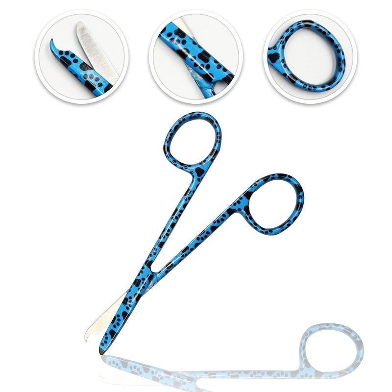 CYNAMED Suture Stitch Scissors 4.5" with Crescent Delicate Hook- Perfect for Suture Removal, First Aid, EMS Training and More Premium Quality Instrument- Stainless Steel (Paws, Blue) - Image 2